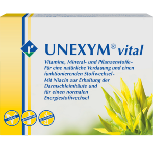 UNEXYM® vital harmonisiert auf der Basis der Kombination von Vitalstoffen und Pflanzenkraft den Verdauungstrakt und beugt Fehlsteuerungen vor.